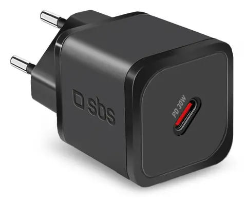 SBS Mini černá / Cestovní nabíječka USB-C / GaN / 30 W / PD