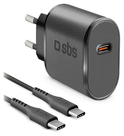SBS USB-C 15 W černá / Cestovní nabíjecí sada / kabel USB-C – USB-C 1 m