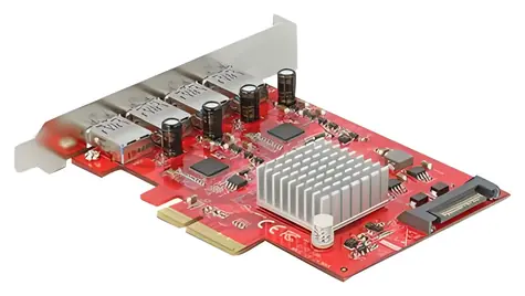 Delock / Řadič 4x USB-A / PCIe x4 / USB 3.2 Gen 2 / 10 Gbps