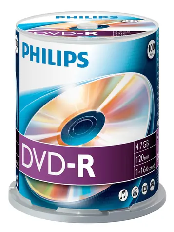 Philips DVD-R 4,7 GB / 16x / 100 ks / Spindl