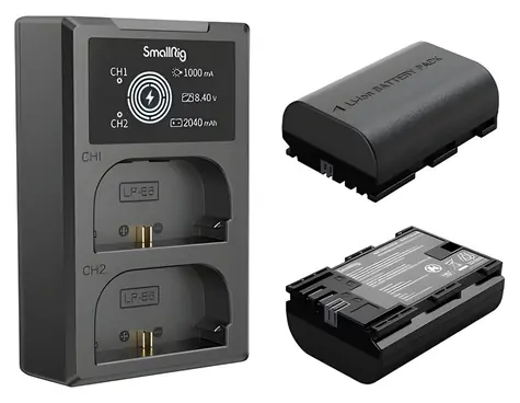 SmallRig 3821 LP-E6NH / Sada baterie a nabíječky / pro Canon EOS R, R5, R6, 5D / 2x 2040 mAh / USB-C nabíjení
