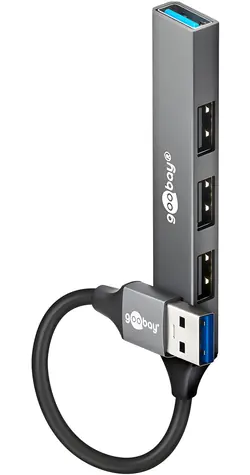 Goobay 74456 světle šedá / USB hub / 4 porty USB-A / 5 Gb/s