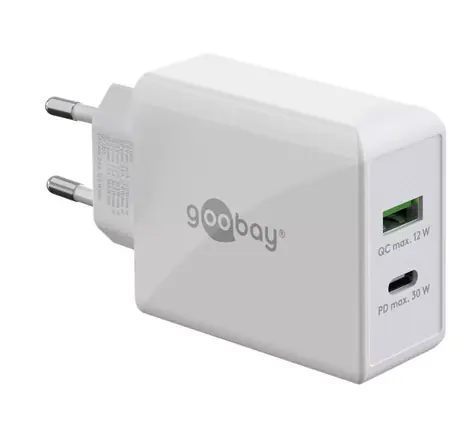 Goobay 61674 bílá / Nabíječka / 2x USB-C / PD / 30 W
