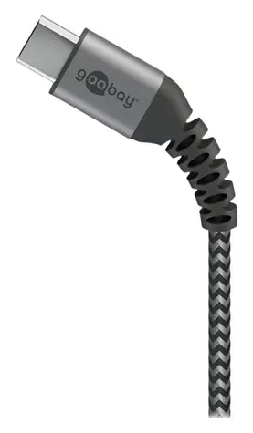 Goobay 49297 Space Grey/Silver / Datový kabel / USB-C - USB-A / textilní opláštění / kovové konektory / 2m