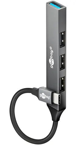 Goobay 74457 světle šedý / USB hub / 4 porty / USB-C - USB-A / 5 Gb/s / Slim