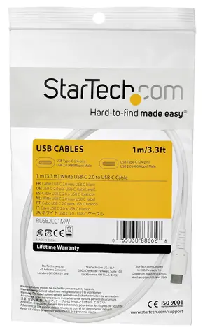StarTech (RUSB2CC1MW) / Kabel USB-C na USB-C / USB 2.0 / 1 m / aramidová výztuž