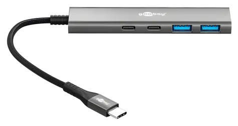 Goobay 76563 Slim šedá / USB hub / 4-portový / USB-C / USB-A / 5 Gbit/s