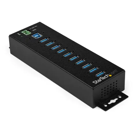 StarTech USB 3.0 Hub 10 portů / USB hub / Kovový / DIN lišta / Napájecí adaptér / Ochrana proti přepětí