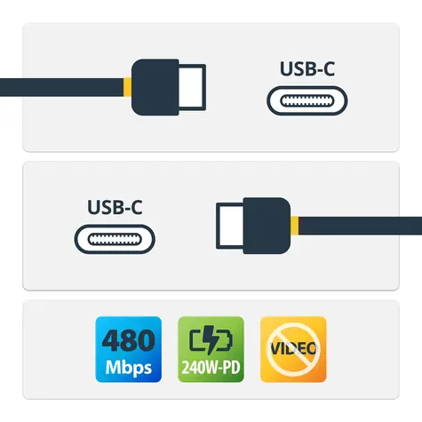StarTech USB-C 1m / Nabíjecí kabel / 240W / 5A / USB-IF certifikovaný / USB 2.0