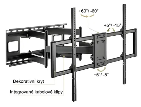 Brateck LPA77-696 černá mat / Výsuvný nástěnný držák TV 60