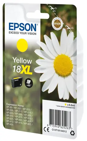 EPSON originální cartridge 18XL / XP-212 / XP-215 / XP-225 / 6.6 ml / žlutá
