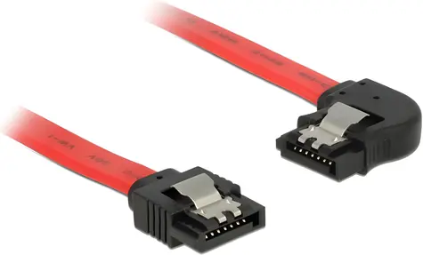 Delock červená / SATA kabel / 6 Gb/s / přímý - lomený konektor