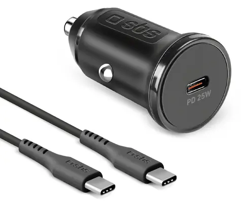 SBS černá / Nabíjecí sada do auta / USB-C / PD 25 W
