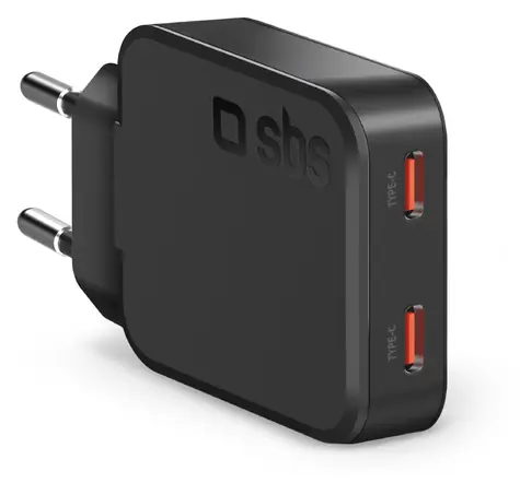 SBS Slim černá / Cestovní adaptér / GaN / 65 W / 2x USB-C / PD