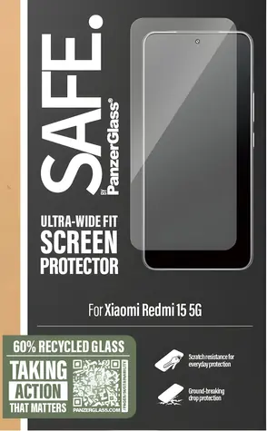 PanzerGlass SAFE černá / Tvrzené sklo / UWF / pro Xiaomi Redmi 15 5G / plně nalepovací