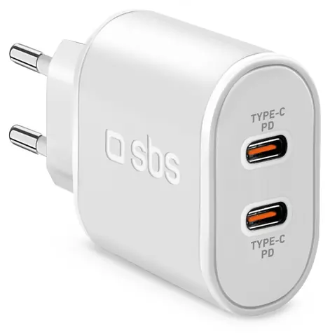 SBS bílá / Cestovní adaptér / 2x USB-C / Power Delivery 20 W