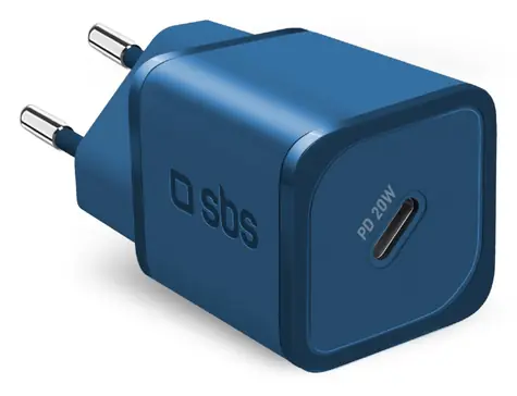 SBS NanoTube modrá / Cestovní adaptér / USB-C / GaN / 20 W / PD