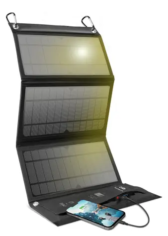 SBS Solární nabíječka černá / 2x USB-A / 21 W