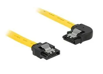 Delock žlutá / SATA kabel / 6 Gb/s / přímý - lomený konektor