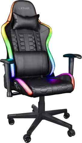 Trust GXT 716 Rizza RGB LED černá / Herní židle / RGB LED / otočná kolečka / kovová konstrukce / 2 roky záruka