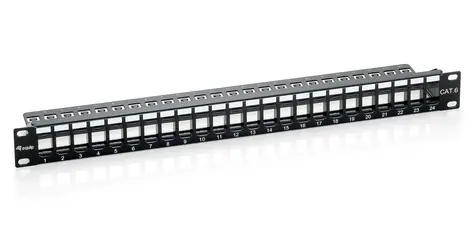 Equip 24x Keystone UTP černá / Patch panel / 1U / Cat6 / LSA/110