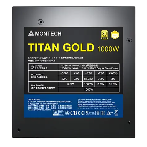 Montech Titan Gold 1000W / ATX / 1000W / 80 PLUS Gold / PCIe 5.0 / modulární