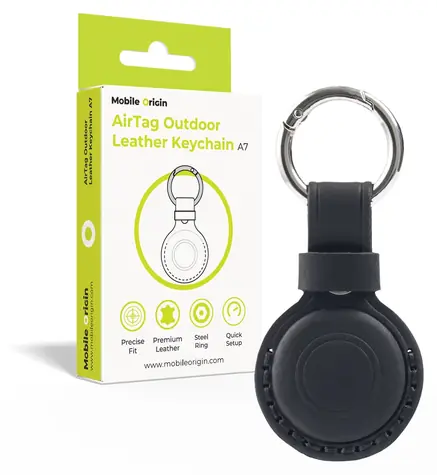 Mobile Origin AirTag Outdoor A7 černá / Klíčenka / Kůže / Pro Apple AirTag