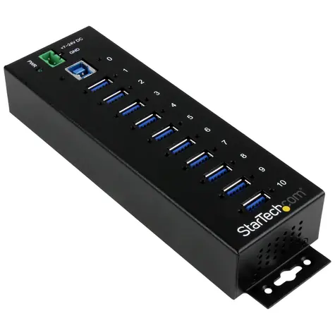 StarTech Industrial 10-Port černá / USB hub / USB 3.0 / Kovový / 2 m kabel