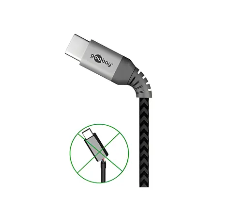 Goobay 49303 Space Grey/Silver / Datový kabel / USB-C - USB-C / textilní / kovové konektory / 2 m