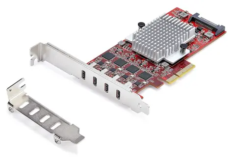 StarTech PCIe karta 4x USB-C / Řadič USB / PCIe 3.0 x4 / USB 3.2 Gen 2 10 Gb/s / 4x nezávislé řadiče