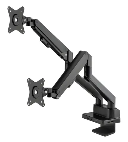 Manhattan Držák pro 2 monitory s dokovací stanicí 8v1 černá / Držák monitoru / 17-32