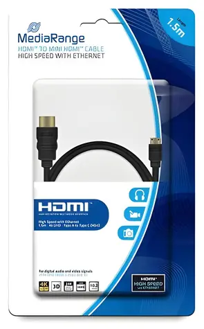 MediaRange kabel HDMI - mini HDMI 1,5 m černá / Kabel HDMI / 4K / Ethernet / 3D