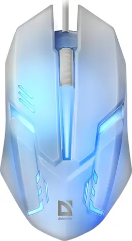 Defender Cyber MB-560L bílá / Herní optická myš / 1200 DPI / USB / 2 tlačítka / RGB podsvícení