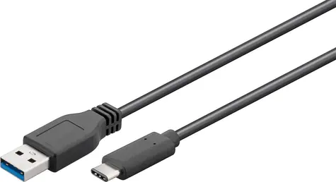 MicroConnect USB-C - USB-A 3.2 Gen 1 kabel 0,15m černá / Kabel / 5 Gbps