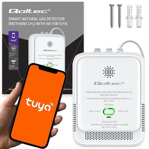 Qoltec 52651 Detektor úniku zemního plynu / Detektor plynu / CH4 / Wi-Fi / Tuya / alarm 85 dB