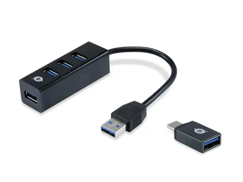 Conceptronic Hubbies USB hub černá / 4x USB-A 3.0
