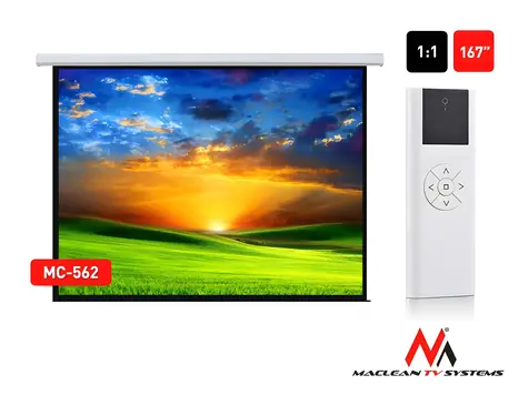 Maclean MC-562 / Elektrické projekční plátno / nástěnné / 300 × 300 cm / 4:3 / dálkové ovládání
