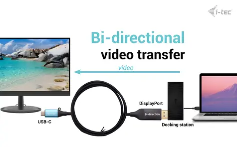 i-tec USB-C DisplayPort redukce černá / Redukce / Obousměrná / DisplayPort 1.4 / 8K 30Hz / 1,5 m