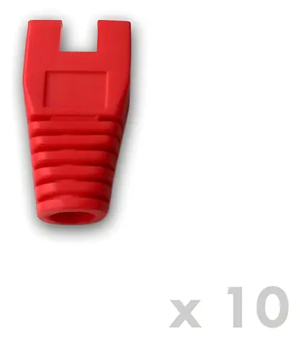 DATACOM Ochrana RJ45 s výřezem červená / Krytka konektoru / 10 ks / otvor 6 mm