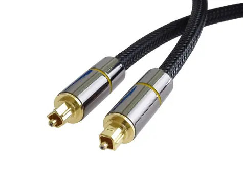 PremiumCord Gold design Toslink M-M černý / Optický audio kabel / OD 7mm / Nylonový oplet / 2 m