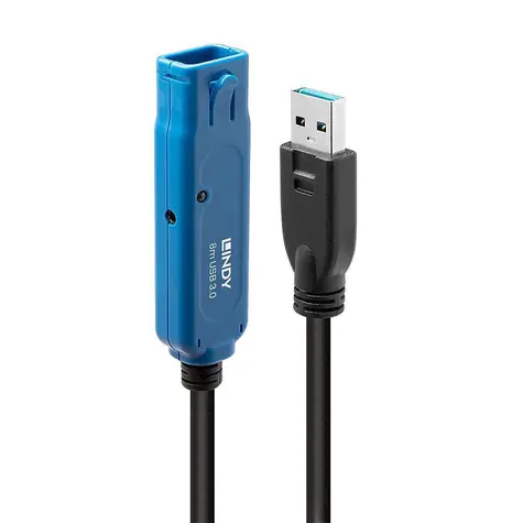 Lindy USB 3.0 Active Extension černá / Aktivní prodlužovací kabel / USB-A / 8 m / 5 Gbit/s