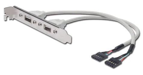 PremiumCord USB vývod z desky na záslepku stříbrná / Redukce / 2x USB-A / 20 cm