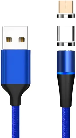 PremiumCord Magnetický kabel micro USB a USB-C modrá / Kabel / USB 2.0 / 1 m / 3 A