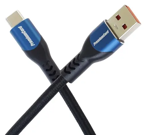 PremiumCord USB-C - USB-A modrá / Kabel / rychlé nabíjení 5A / QC4+ / USB 2.0 / 2 m
