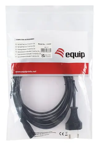 Equip Euro 2pin - C7 černý / Napájecí kabel / 3 m / 250 V / 2,5 A