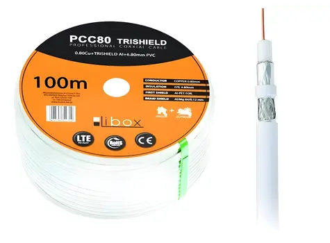 Libox koaxiální anténní kabel bílá / Koaxiální kabel / RG-6/U / 100 m
