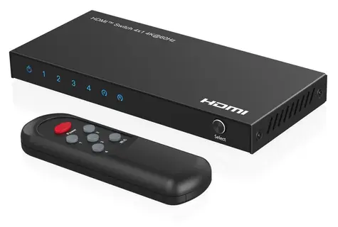 MicroConnect HDMI Switch 4x1 černá / Přepínač HDMI / 4K / 60Hz / HDCP / 5x HDMI