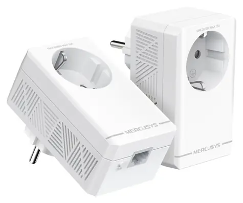 Mercusys MP500P KIT AV1000 Powerline průchozí / Sada Powerline adaptérů / 1000 Mbps / GLAN / HomePlug AV2 / 2ks