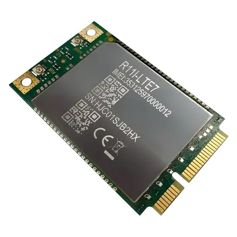 MikroTik R11e-LTE7 / Síťová karta / LTE Cat7 300/100 Mb/s / miniPCIe / 2× MIMO / 2× U.FL