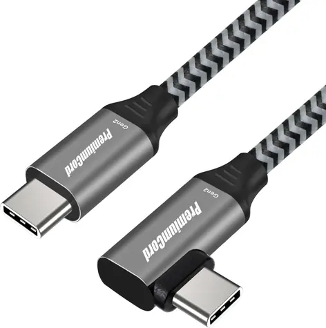 PremiumCord USB-C zahnutý černá / Datový kabel / USB 3.2 Gen 2x2 / 20 Gbit/s / 100 W / 0,5 m